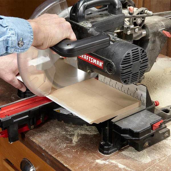 Cut wide boards on a miter saw with the best side down